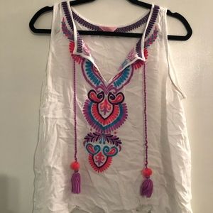 Lilly Pulitzer Embroidered Tassle Shirt
